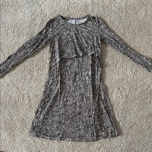 Leopard Print Long Sleeve Nursing Dress